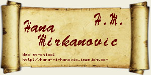 Hana Mirkanović vizit kartica